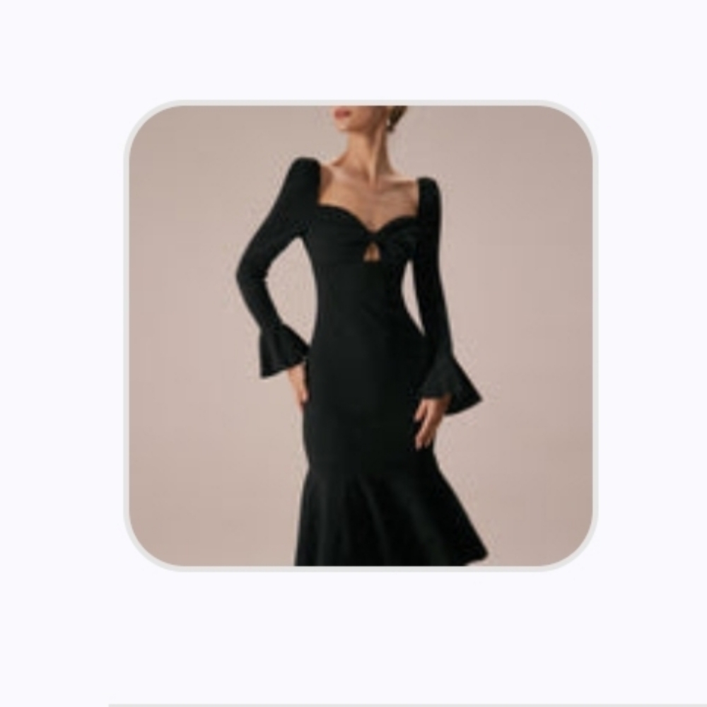New Black cut out bow Dress